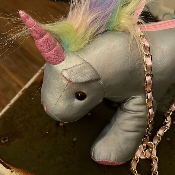 1 LEFT! Olly & Me Mermaid Silver Unicorn Plush Bag - Picture 8 of 9